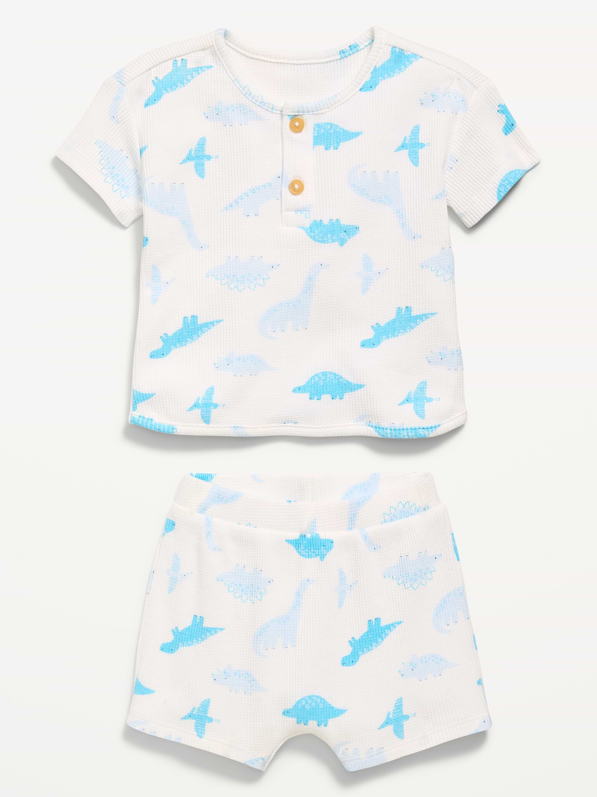 Image 2 of 2, Printed Waffle-Knit Henley Shirt and Shorts Set for Baby