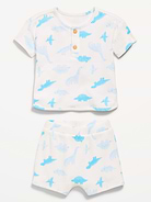 Image 2 of 2, Printed Waffle-Knit Henley Shirt and Shorts Set for Baby