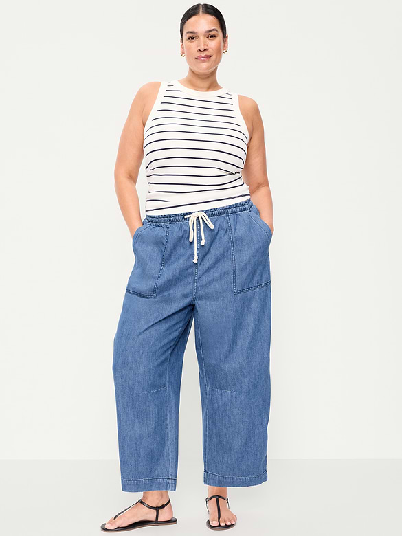 High-Waisted Utility Ankle Pants