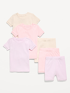 L'image numéro 1 présente Pyjama 6 pièces ajusté en tricot côtelé à motif pour tout-petit et bébé