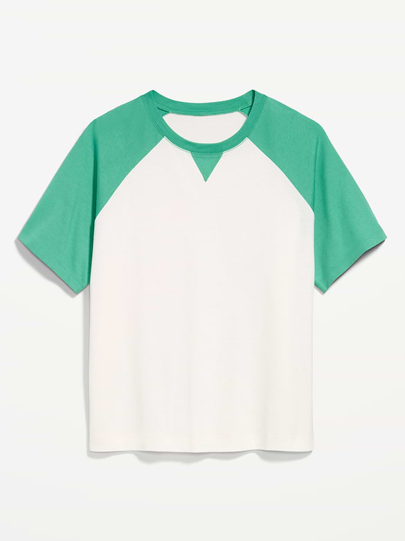 T-shirt ras du cou rétro à manches raglan