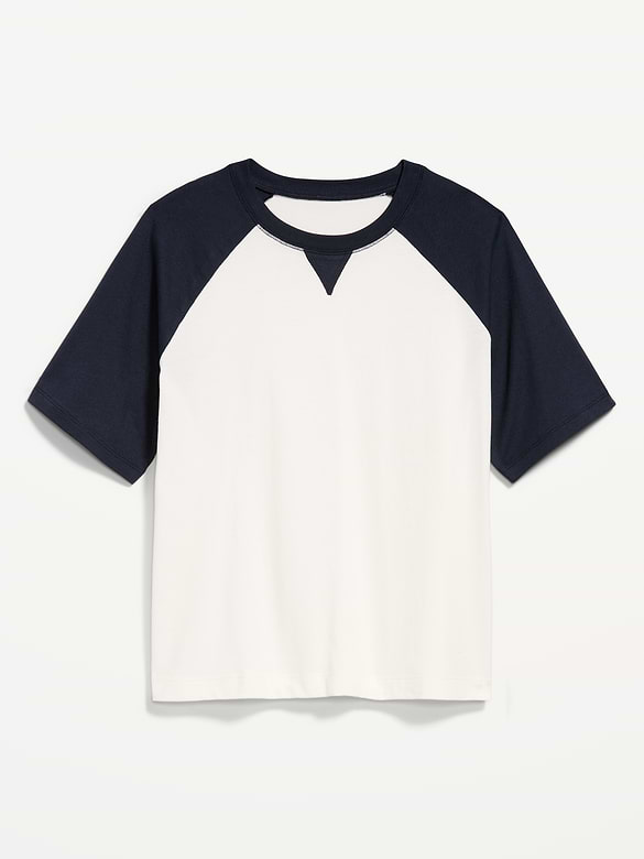 T-shirt ras du cou rétro à manches raglan