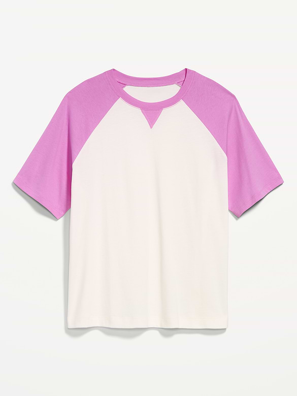 T-shirt ras du cou rétro à manches raglan