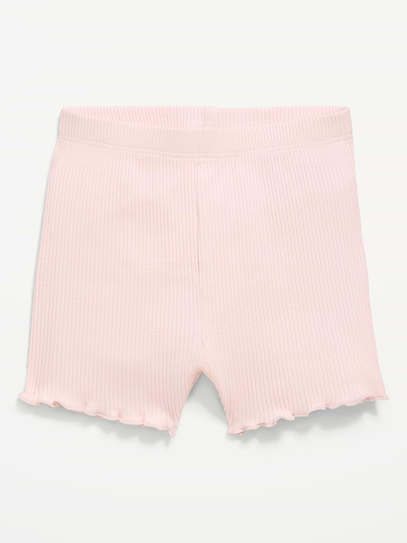 Ribbed Lettuce-Edge Biker Shorts for Baby