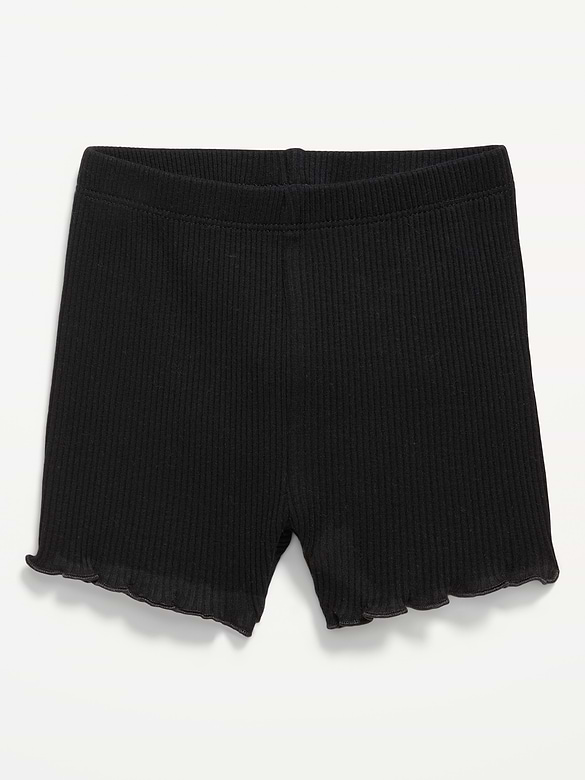 Ribbed Lettuce-Edge Biker Shorts for Baby
