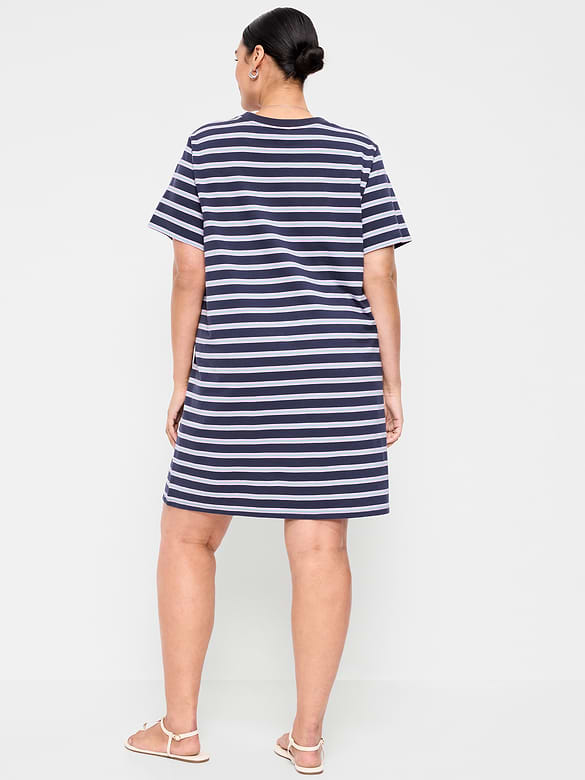 Vintage Crew-Neck Mini T-Shirt Dress