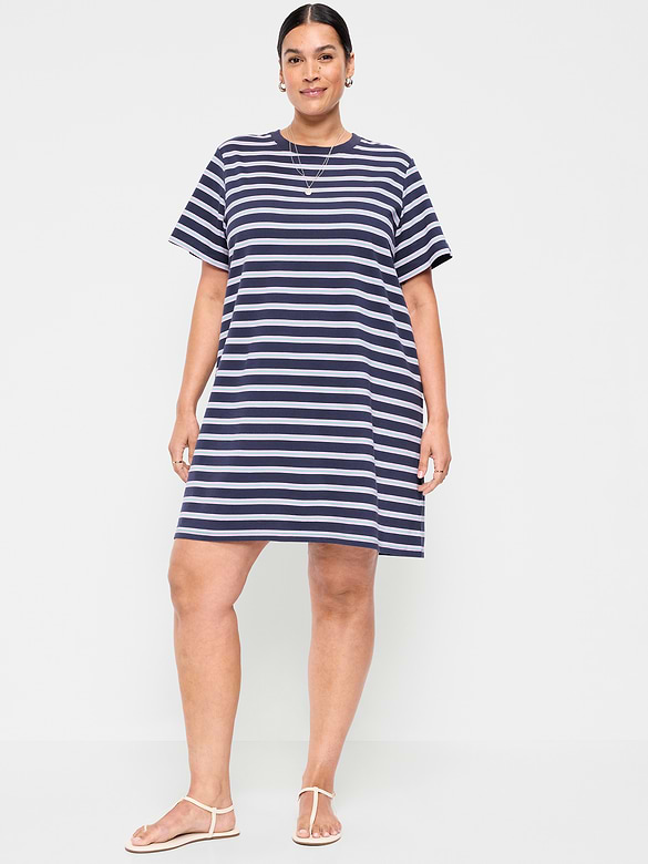 Vintage Crew-Neck Mini T-Shirt Dress