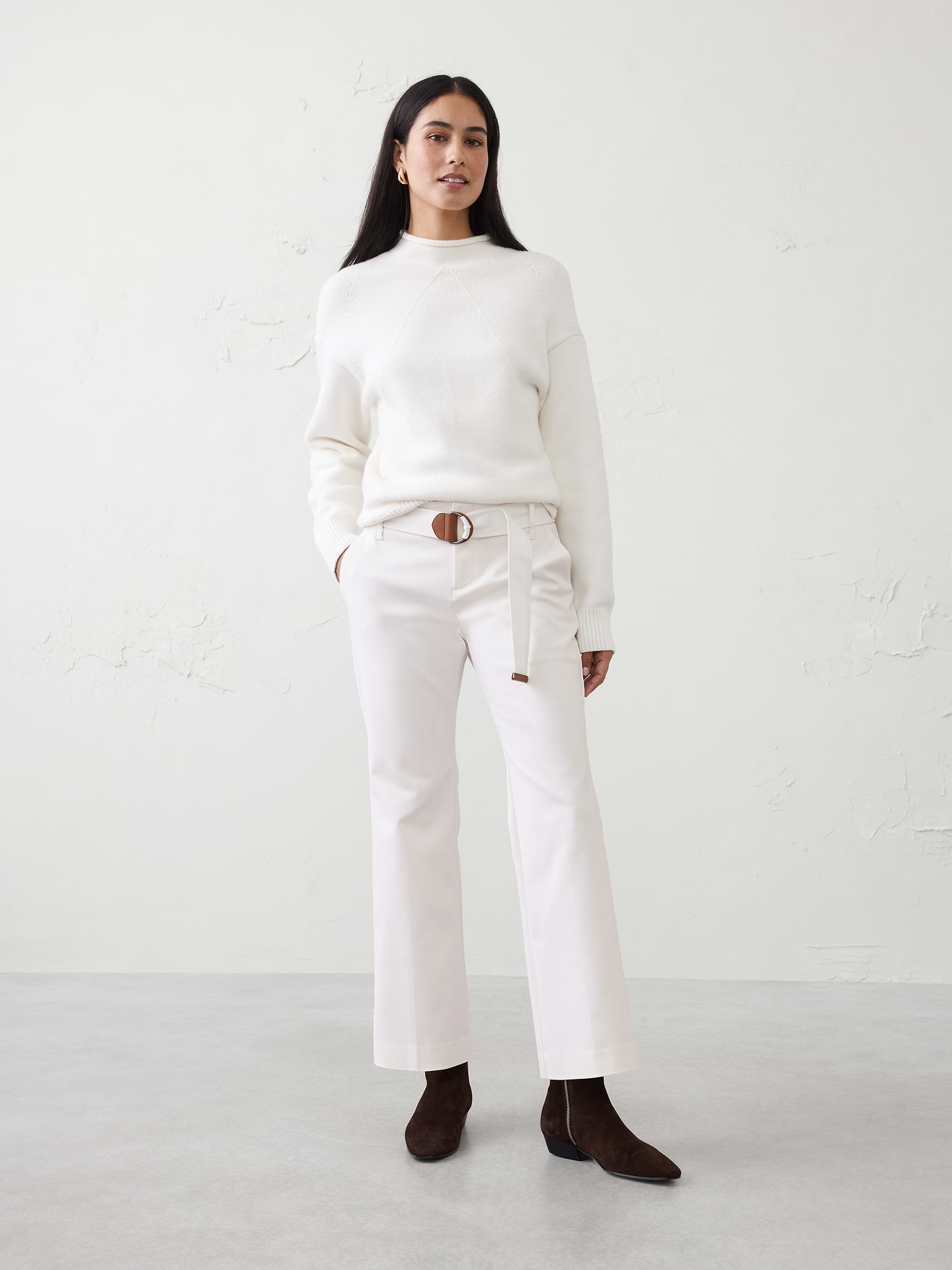 Image number 1 showing, Kick-Flare Mid-Rise Sateen Ankle Pant