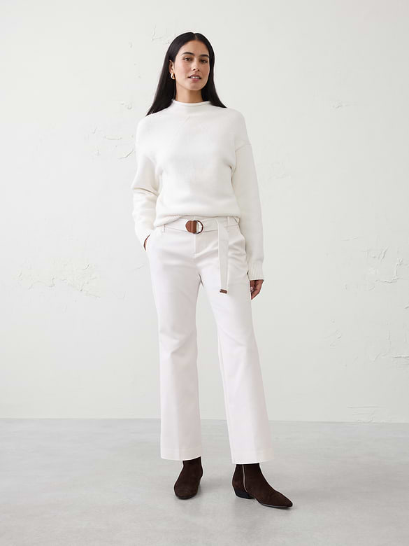 Kick-Flare Mid-Rise Sateen Ankle Pant
