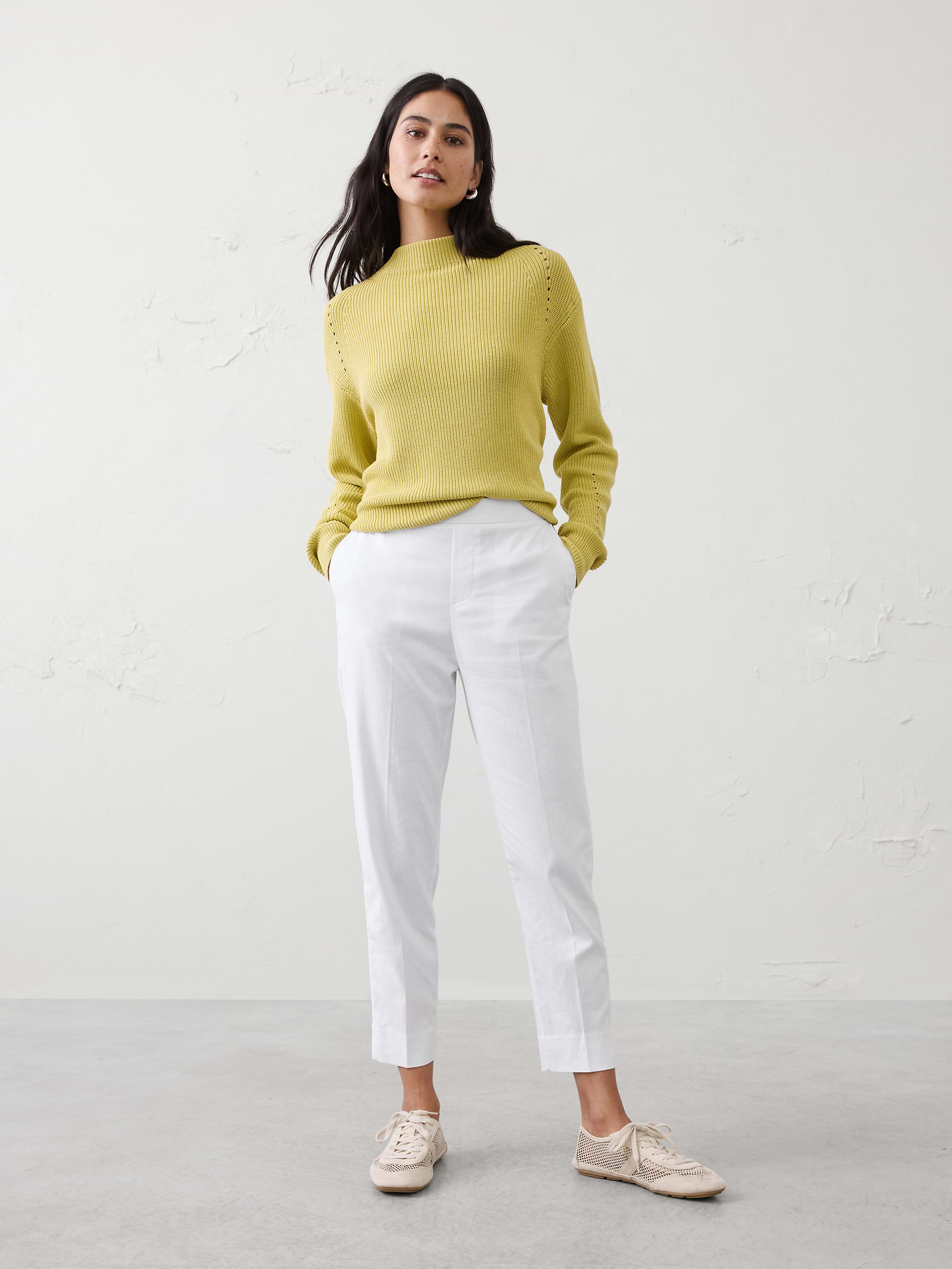 Image number 1 showing, Tapered High-Rise Linen-Blend Pant