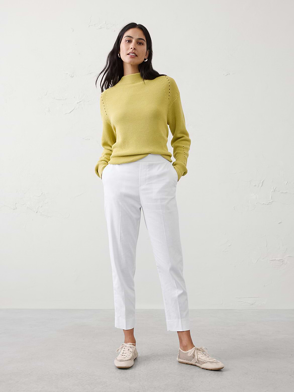 Tapered High-Rise Linen-Blend Pant