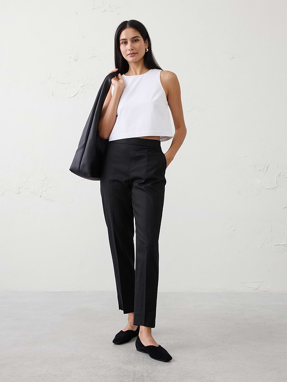 Tapered High-Rise Linen-Blend Pant