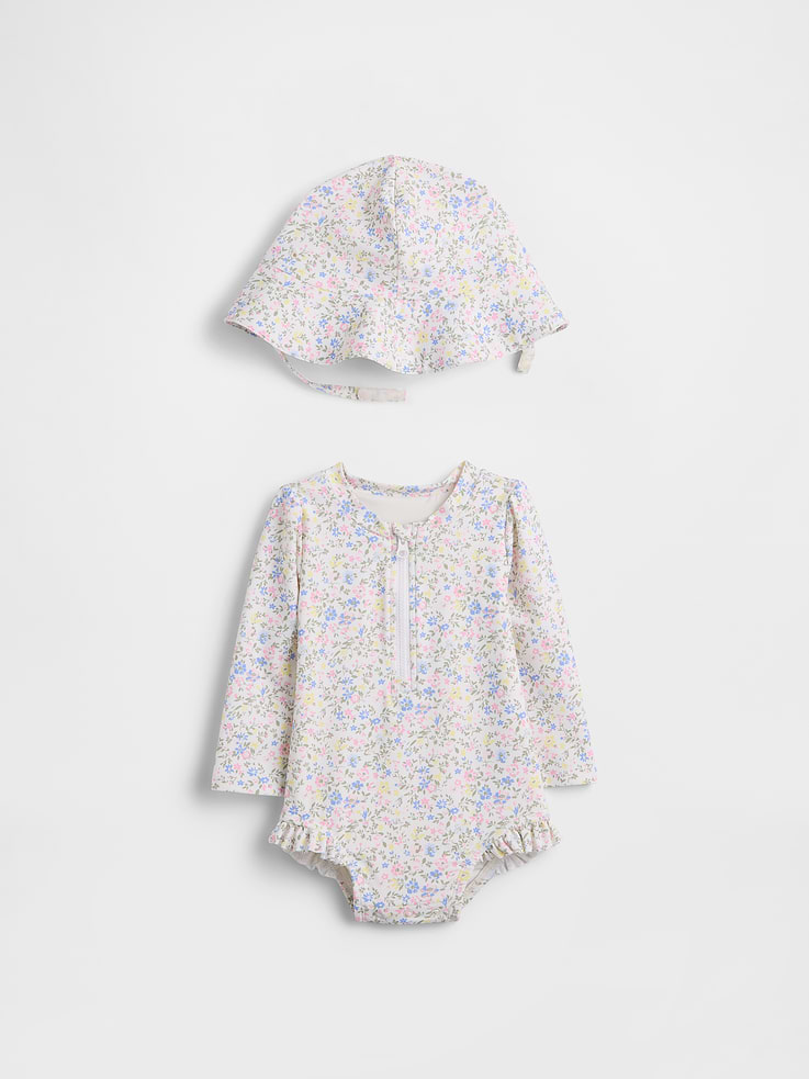 Image number 1 showing, Baby Floral Rash Guard Swim Set