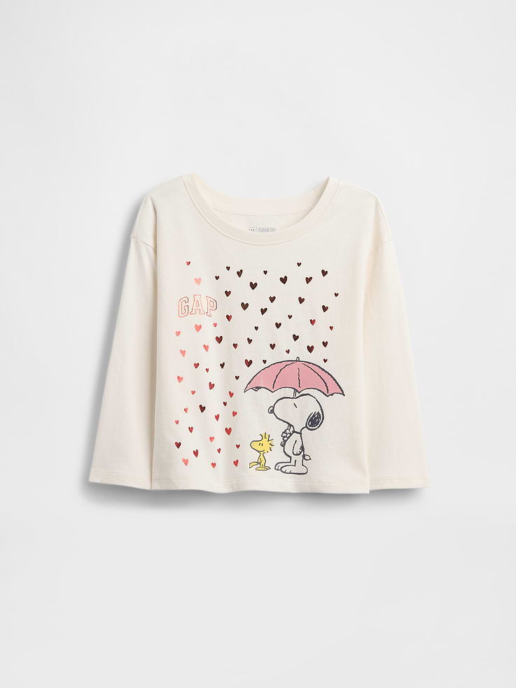 Image 1 of 3, Soft cotton jersey graphic T-shirt., Crewneck., Long sleeves., Assorted Peanuts graphics at front., Product #845081