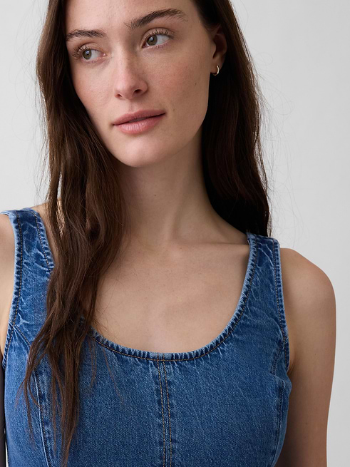 denim scoop neck dress Women's Maxi by Gap Medium Wash Tall Size S casual look Color:Wasabi Selfie leslie CATEGORIES_Bridal Blue crab sauce might