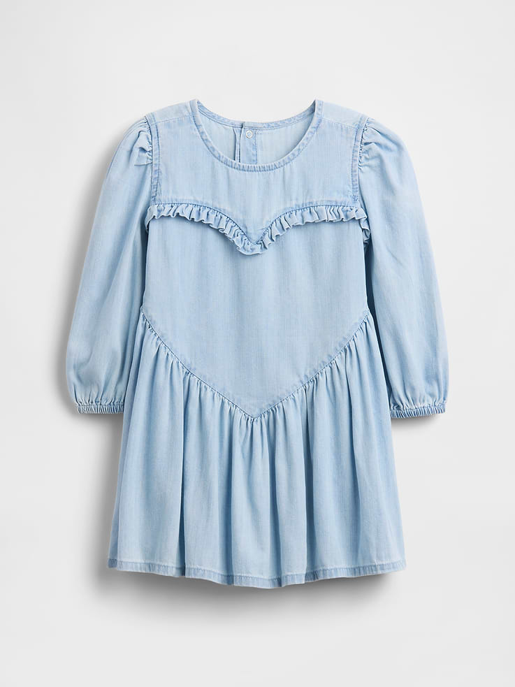 Image number 2 showing, Baby & Toddler Denim Ruffle Heart Dress