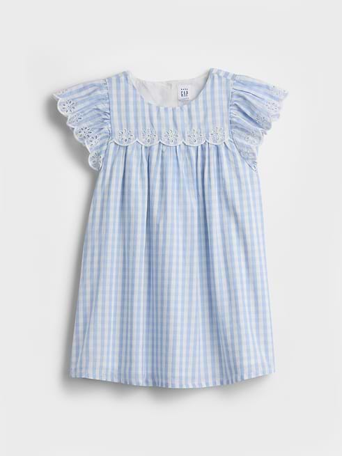 Baby & Eyelet Gingham Dress by Gap Blue Gingham Size 6-12 M