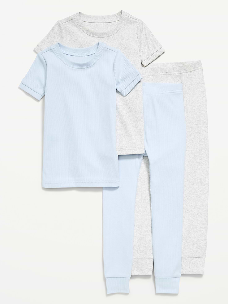 Image 1 of 2, rib-knit crew neck, short sleeves, matching bottoms, elasticized waist, rib-knit cuffs, Product #862202