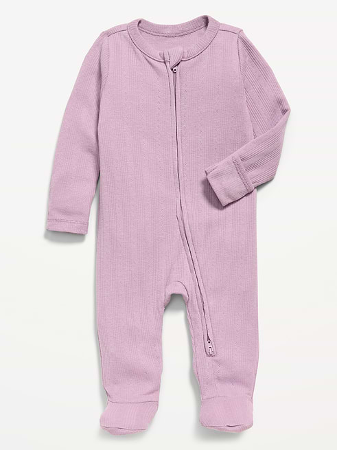 Pointelle Pointelle-Knit 2-Way-Zip Sleep & Play Footed One-Piece for Baby on clearance at Old Navy — 40% off