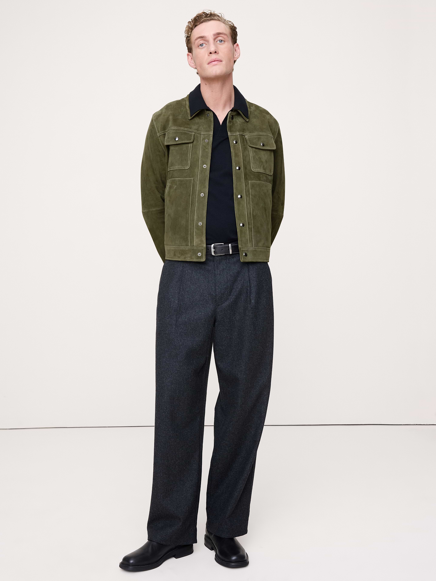 Image number 1 showing, Suede Trucker Jacket