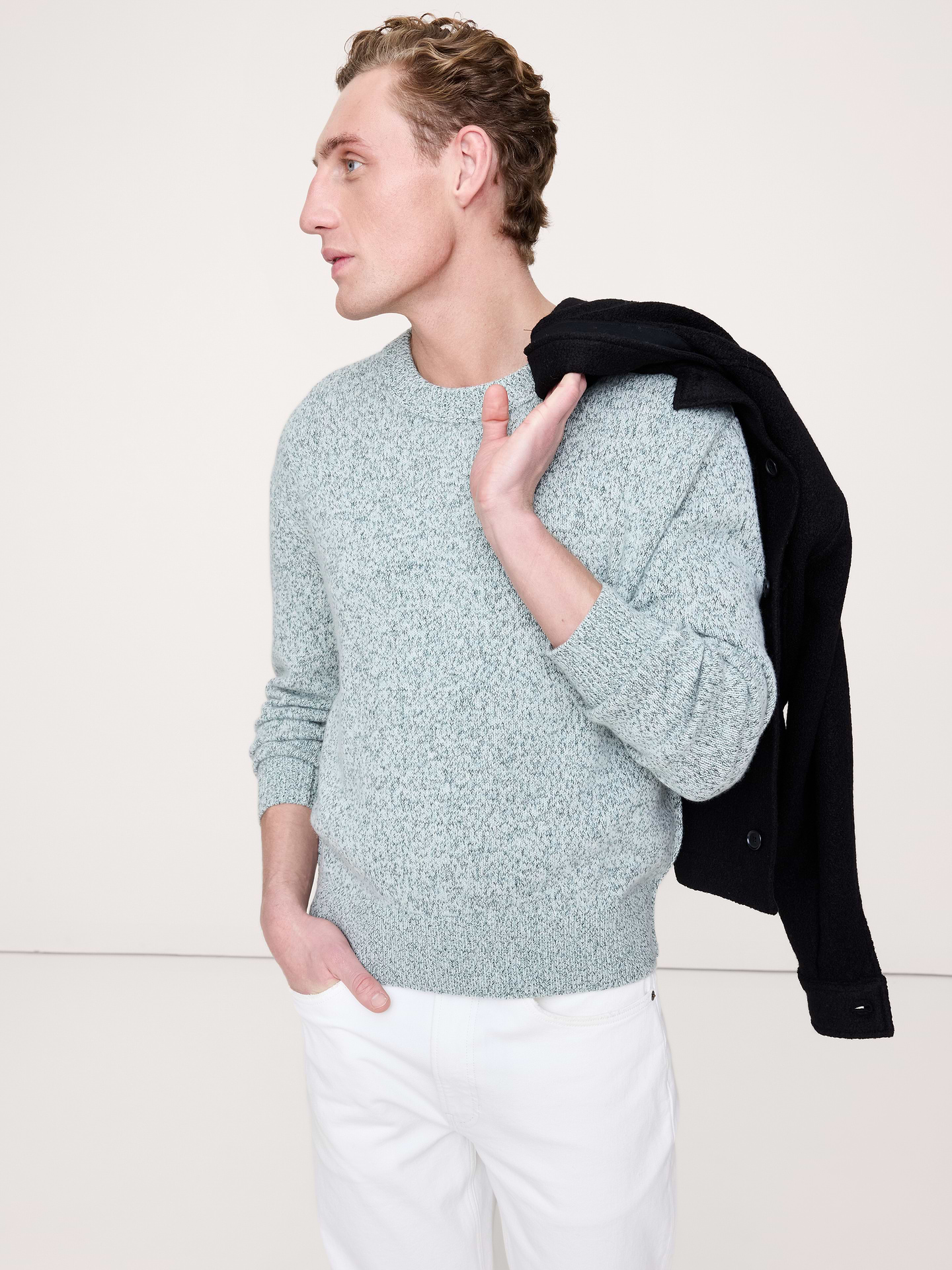 Image number 1 showing, Cashmere-Cotton Crew-Neck Sweater