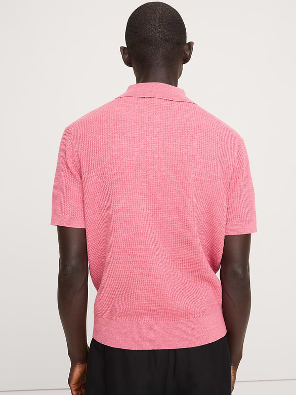 Chandail polo en lin et coton