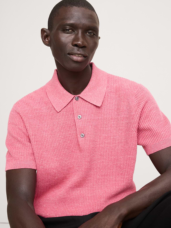 Chandail polo en lin et coton
