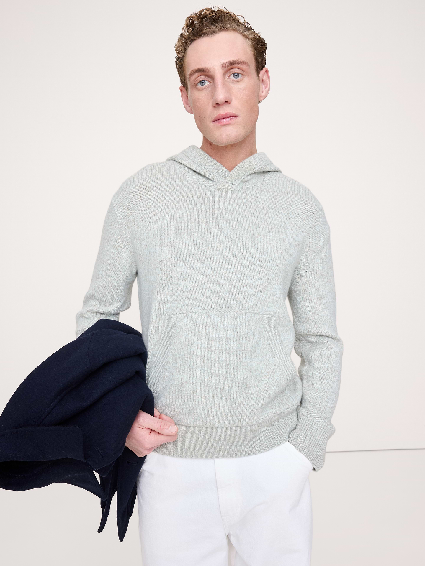 Image number 1 showing, Cashmere-Cotton Sweater Hoodie