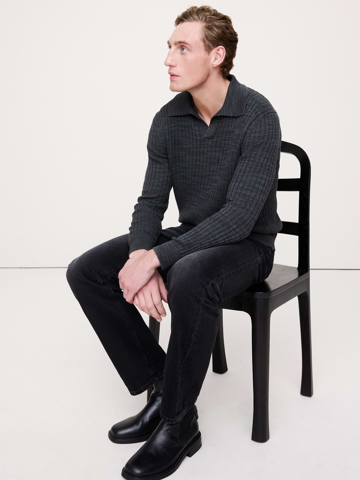 Image number 1 showing, Linen-Cotton Slub Sweater Polo