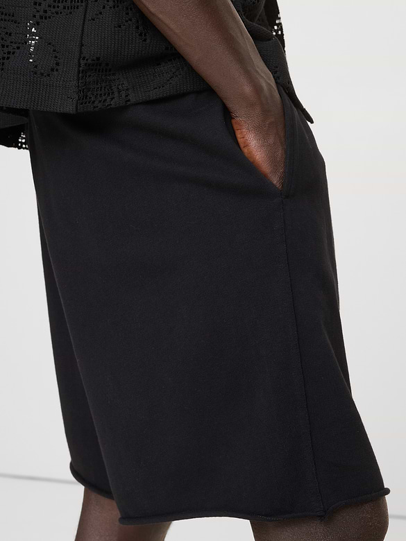 Relaxed Cotton-Fleece Pleated Pull-On Short
