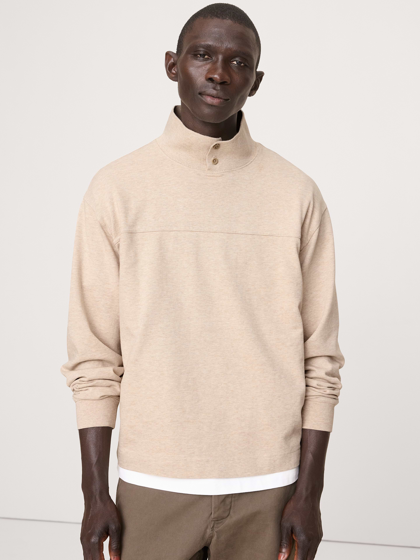 Image number 1 showing, Cotton Fleece Mock Neck Sweatshirt