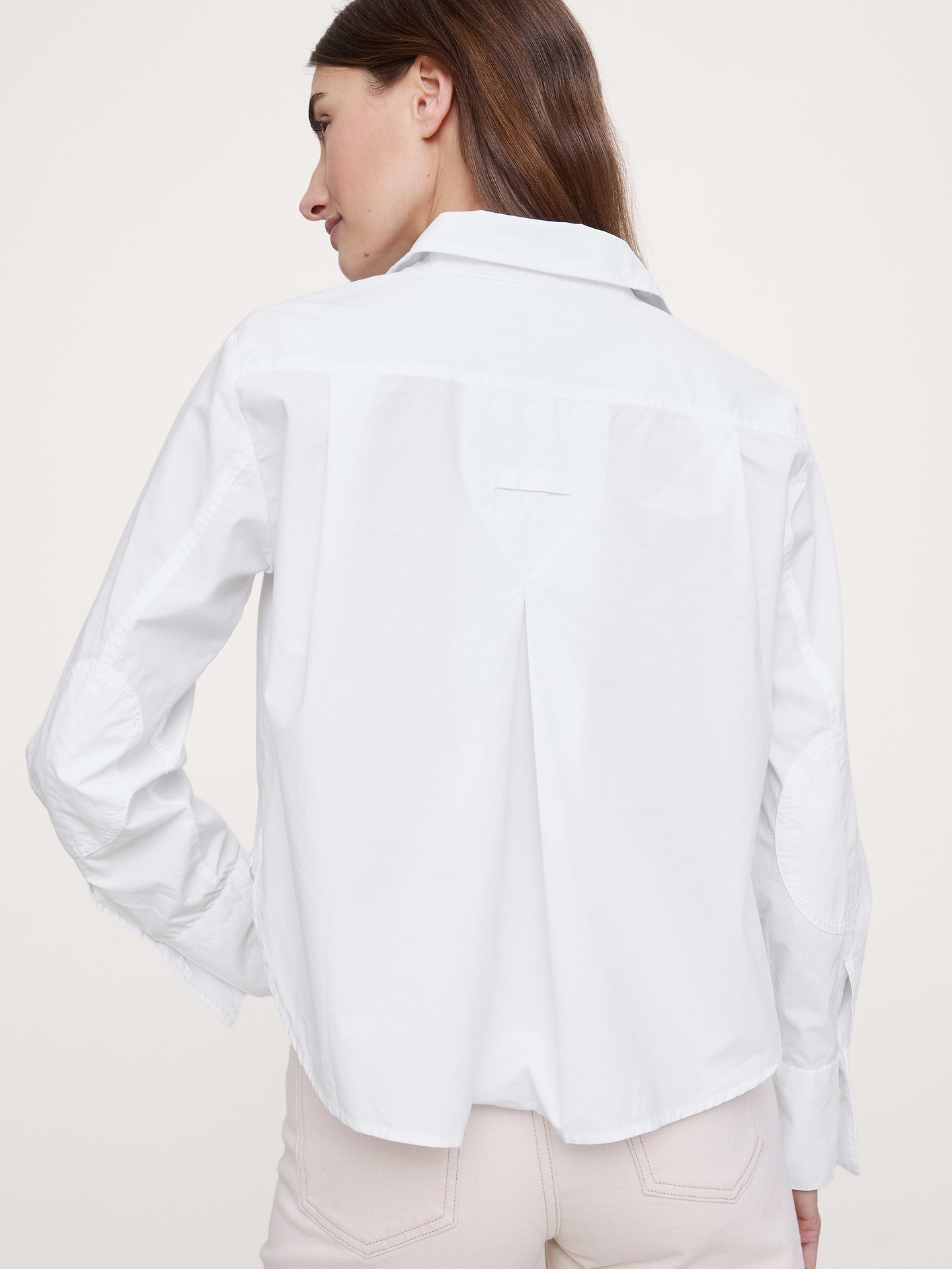 Image number 2 showing, Cropped Cotton Poplin Shirt with Elbow Patches