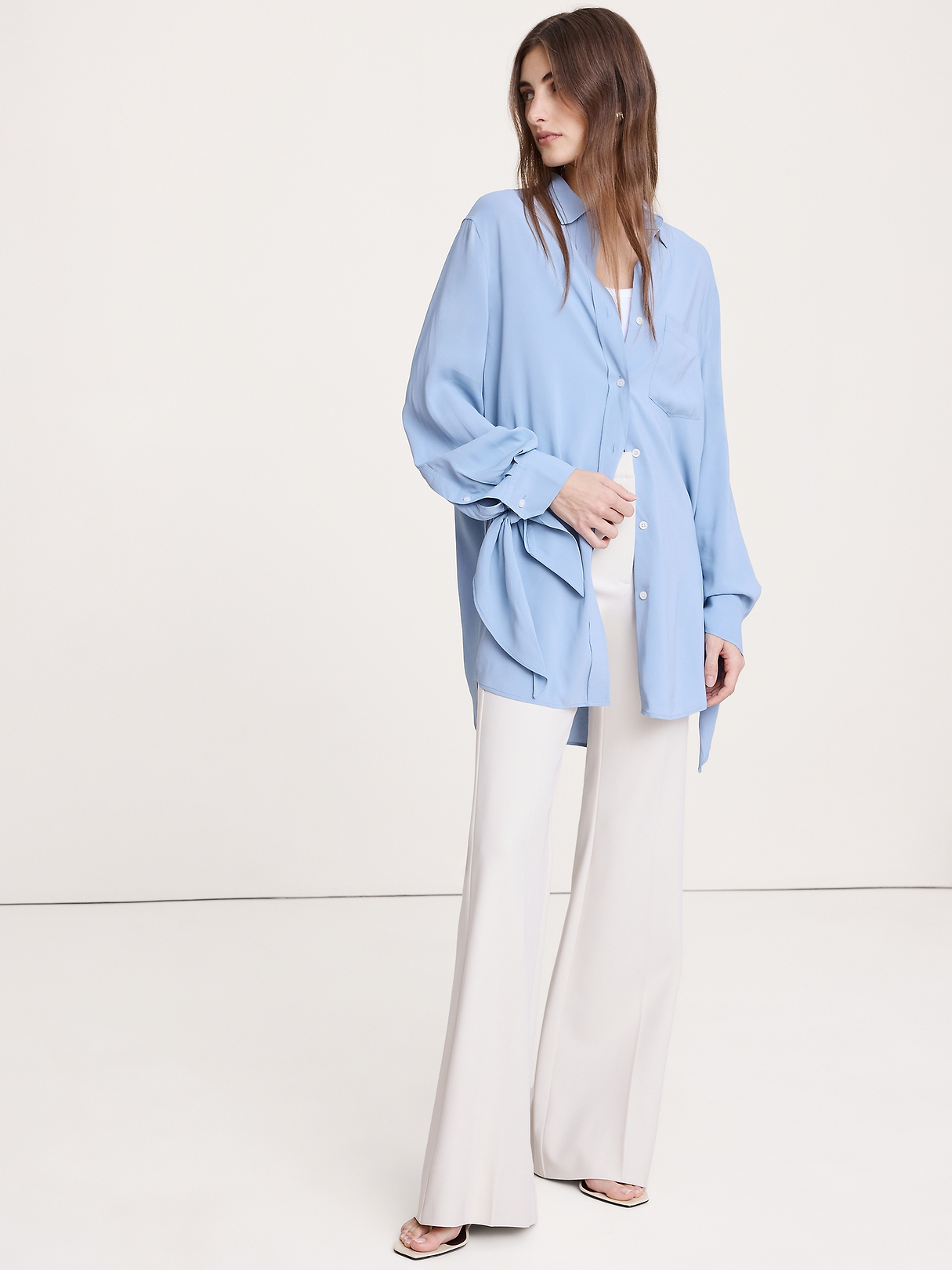 Georgette Tie-Cuff Shirt | Banana Republic