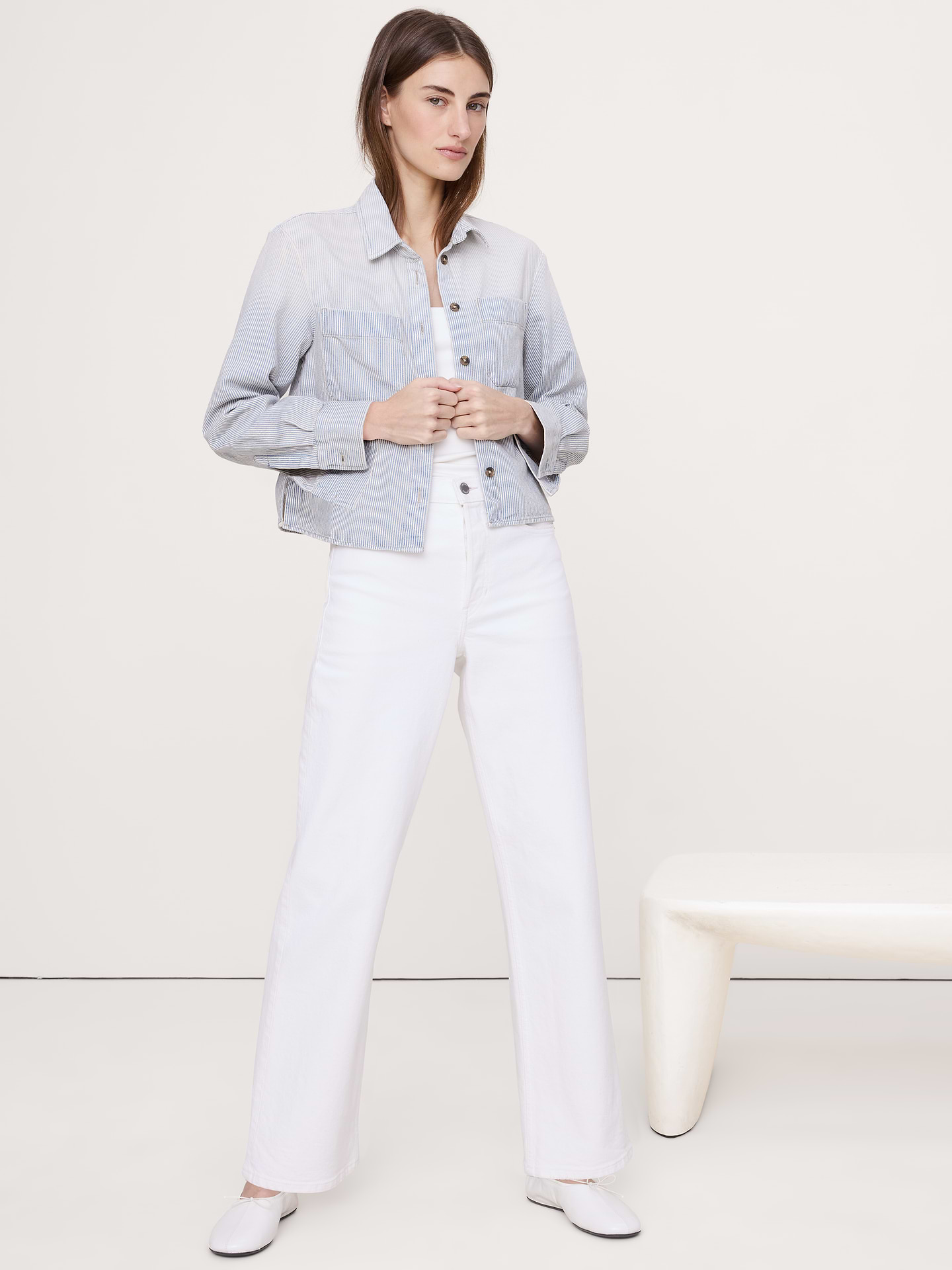Image number 1 showing, Denim Cropped Utility Shirt