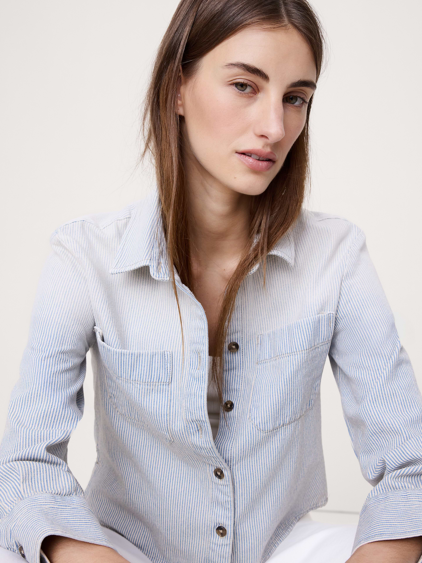 Image number 3 showing, Denim Cropped Utility Shirt