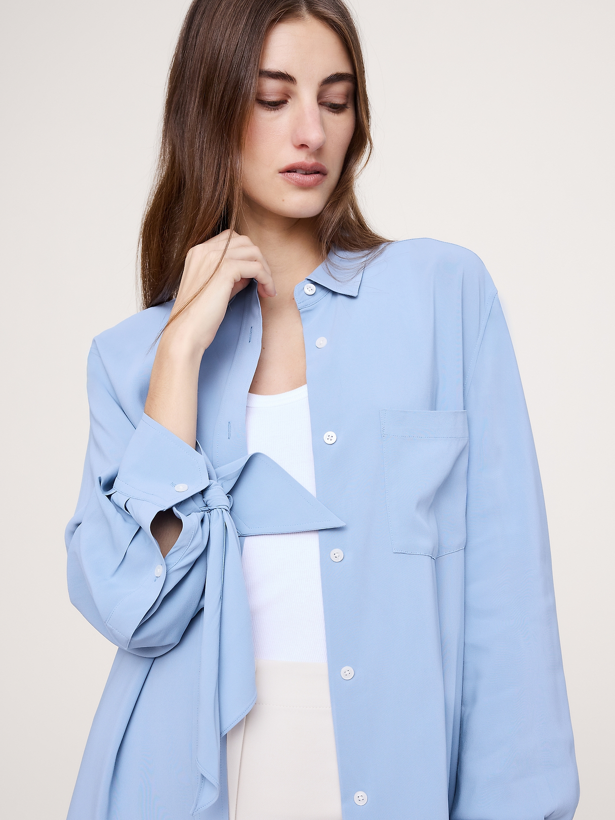 Georgette Tie-Cuff Shirt | Banana Republic