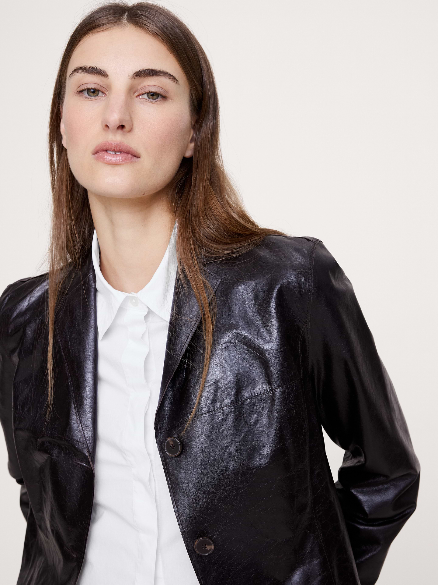 Image number 3 showing, Cropped Cotton Poplin Shirt with Elbow Patches