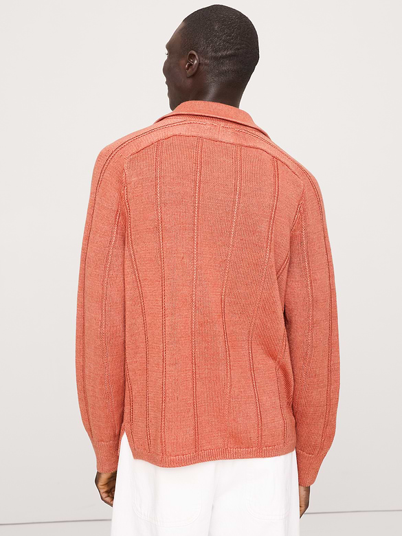 Linen Ribbed Sweater Polo