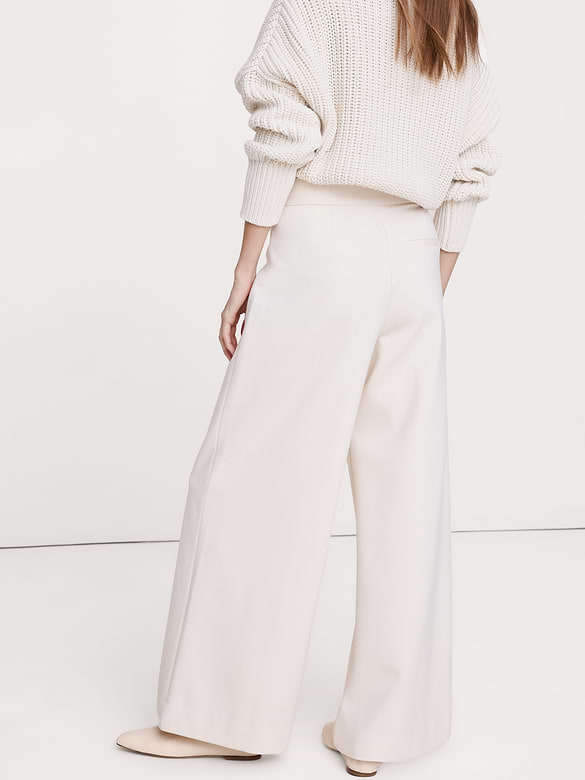 High Rise Wide-Leg Drapey Ponte Pant