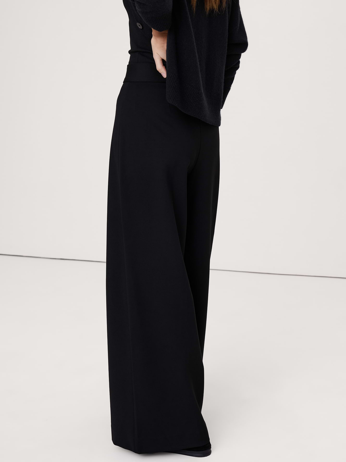 Image number 3 showing, High Rise Wide-Leg Drapey Ponte Pant