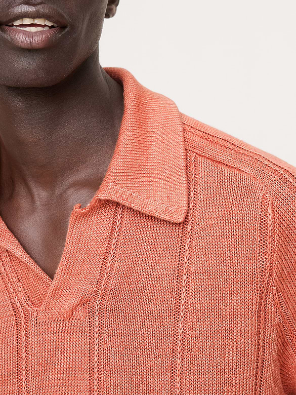 Linen Ribbed Sweater Polo