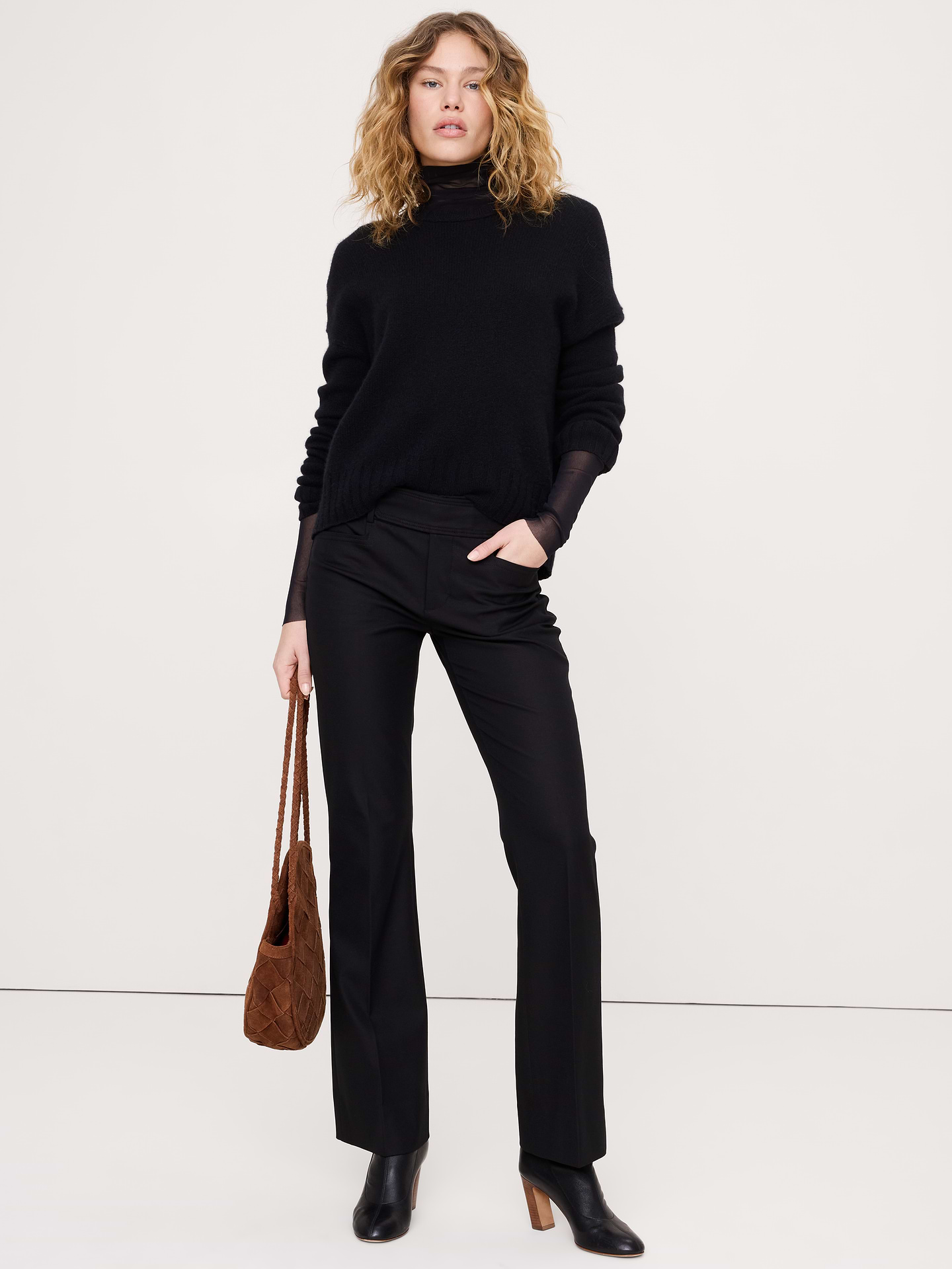Image number 1 showing, Mid-Rise Slim Bootcut Pant