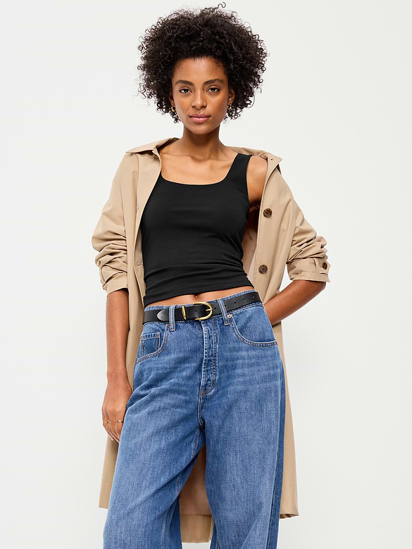 Hug Double-Layer Scoop-Neck Tank Top