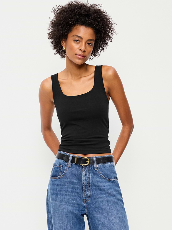 Hug Double-Layer Scoop-Neck Tank Top