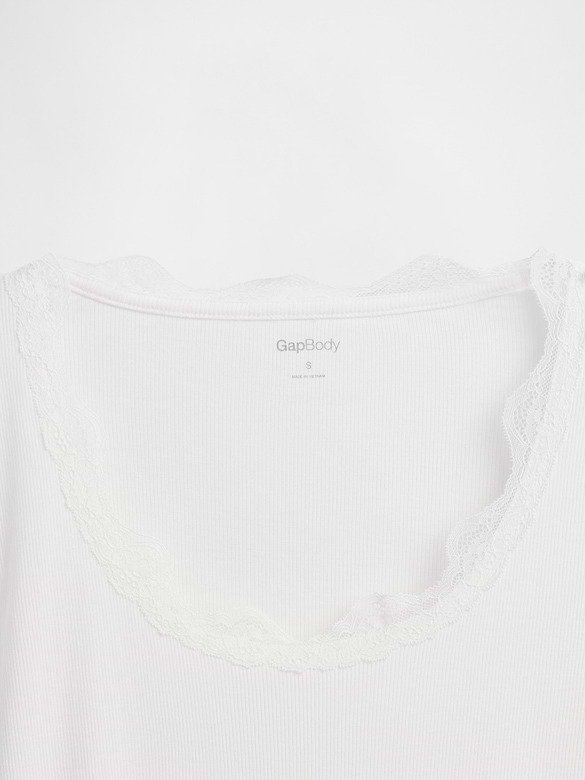 Mini Rib Lace-Trim PJ Top