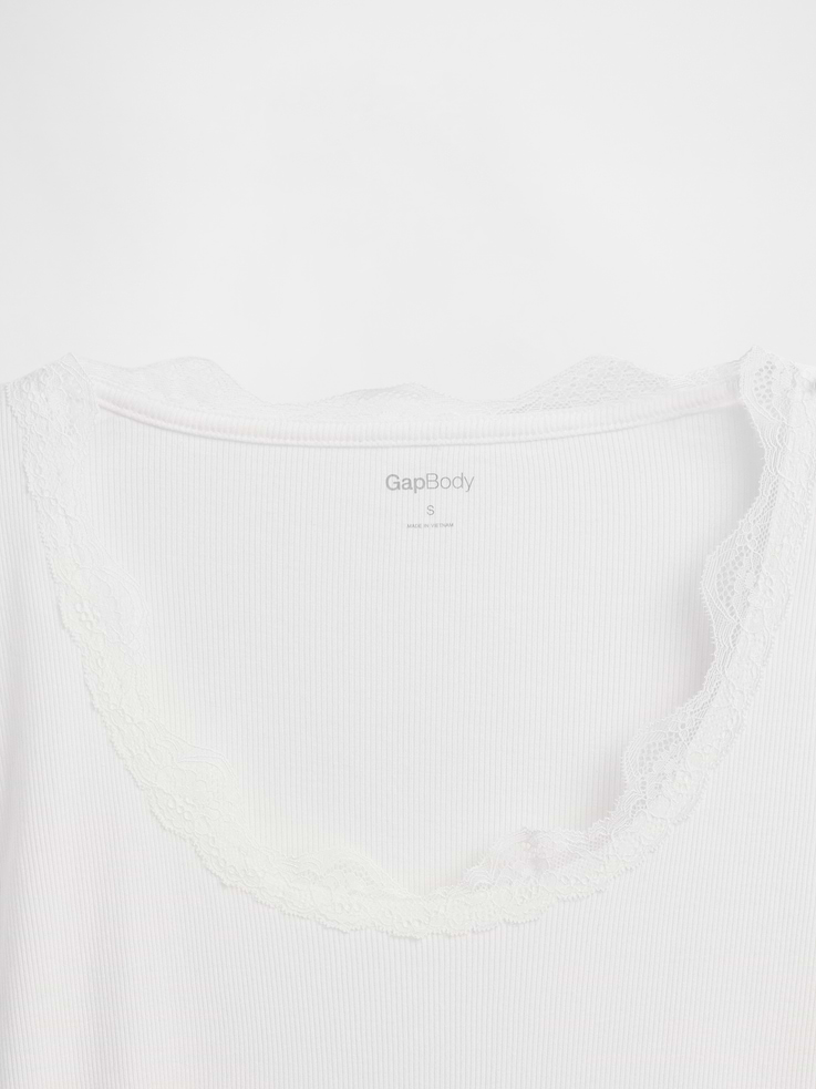 Image number 4 showing, Mini Rib Lace-Trim PJ Top