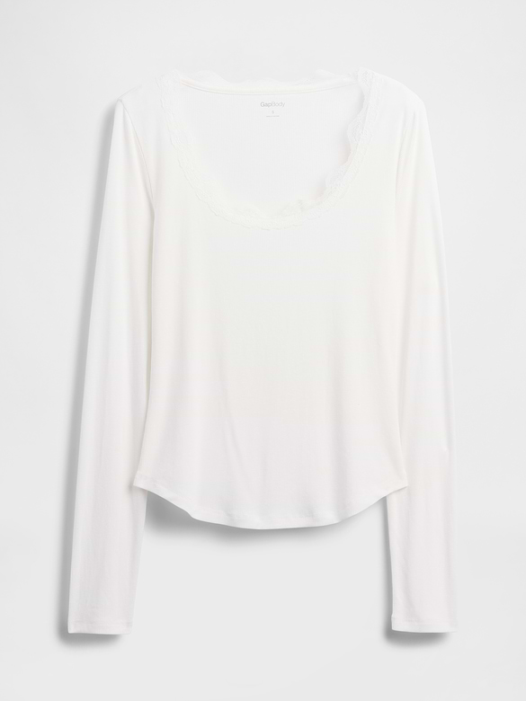 Mini Rib Lace-Trim PJ Top