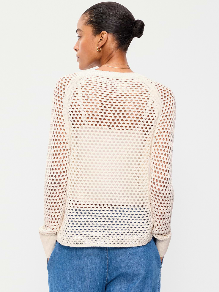 L'image numéro 2 présente Chandail à manches raglan en tricot de coton littoral ajouré