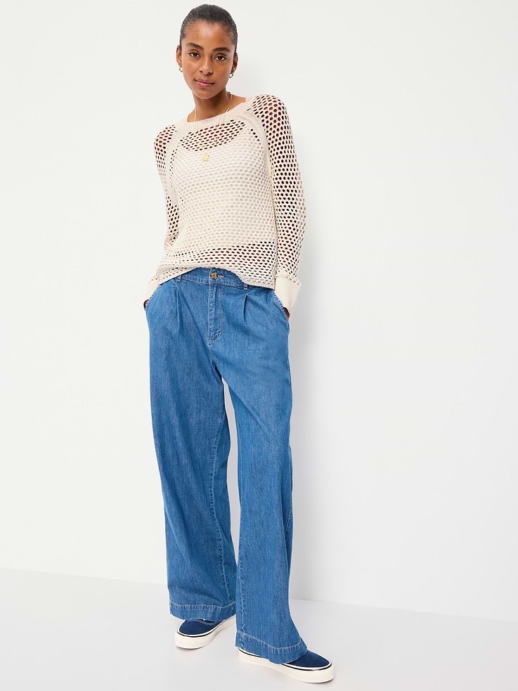 L'image numéro 3 présente Chandail à manches raglan en tricot de coton littoral ajouré