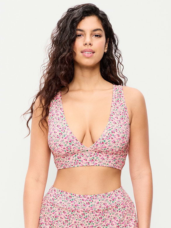 Pique Longline Bikini Swim Top